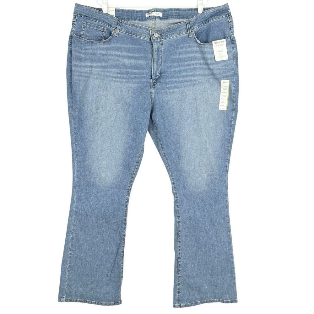 Signature Levi Strauss Women's Stretch Boot Cut Blue Denim Jean 28Long 39x34 NWT